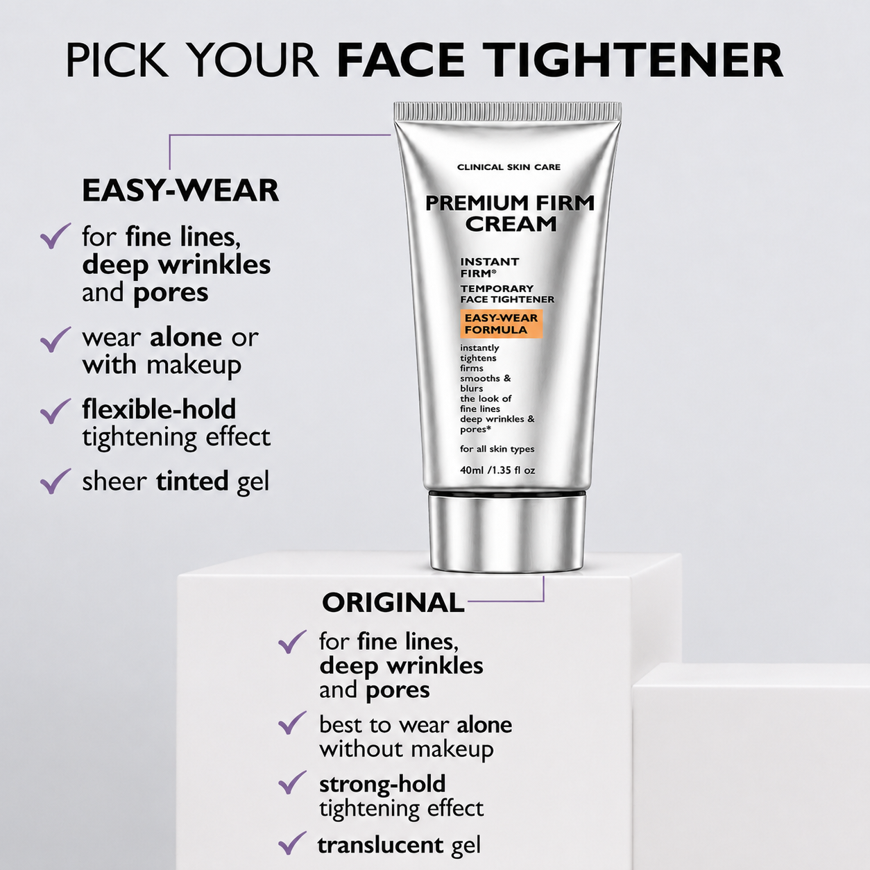 Instant Firming Temporary Face Tightener Easy-Wear Formula