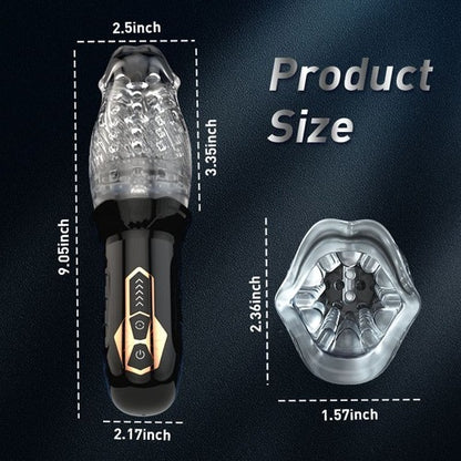 TORNADO -5 Rotating + 10 Vibrating Transparent Sleeve Oral Sex Cup