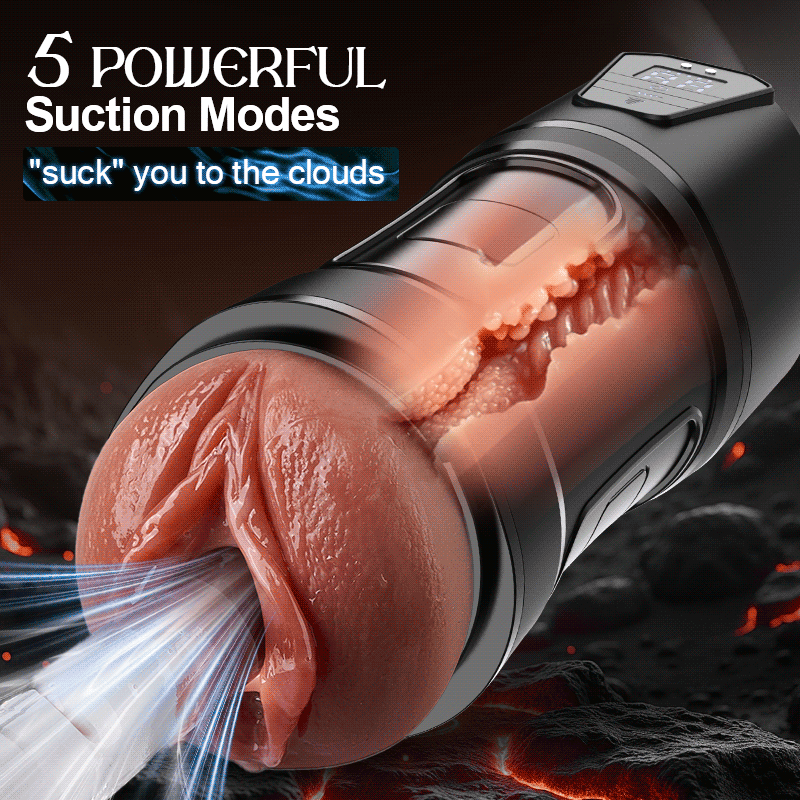 Challenger - Feels Different LED Display Anti-Slip Grip Extended Sleeve Vibrations & Suctions Realistic Vagina Stroker