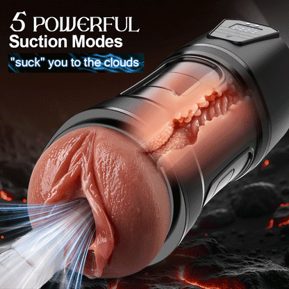 Challenger - Feels Different LED Display Anti-Slip Grip Extended Sleeve Vibrations & Suctions Realistic Vagina Stroker