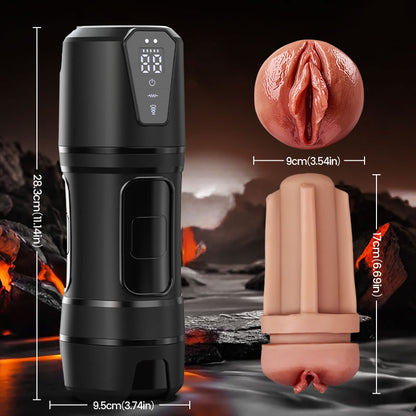 Challenger - Feels Different LED Display Anti-Slip Grip Extended Sleeve Vibrations & Suctions Realistic Vagina Stroker