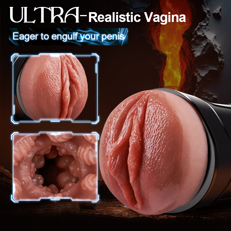 Challenger - Feels Different LED Display Anti-Slip Grip Extended Sleeve Vibrations & Suctions Realistic Vagina Stroker