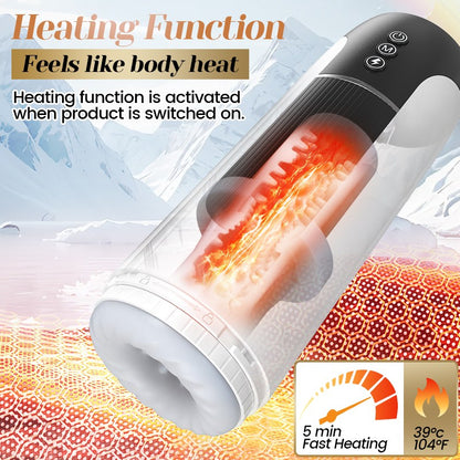 Saith - Free Masturbator 7-Mode Telescoping Vibration with 42°C Heating for Intense Solo Sessions