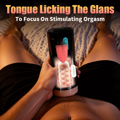 Lifelike Tongue Vaginal 10 Tongue Licking & Vibrating Male Stroker