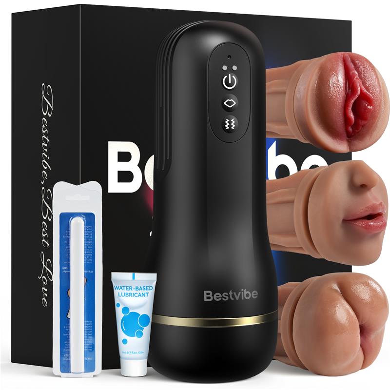 Automatic Male Masturbator with 3 Replaceable Sleeves 5 Suction & 10 Vibration Stroker