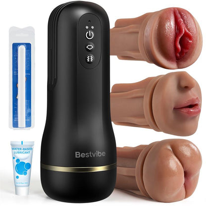 Automatic Male Masturbator with 3 Replaceable Sleeves 5 Suction & 10 Vibration Stroker