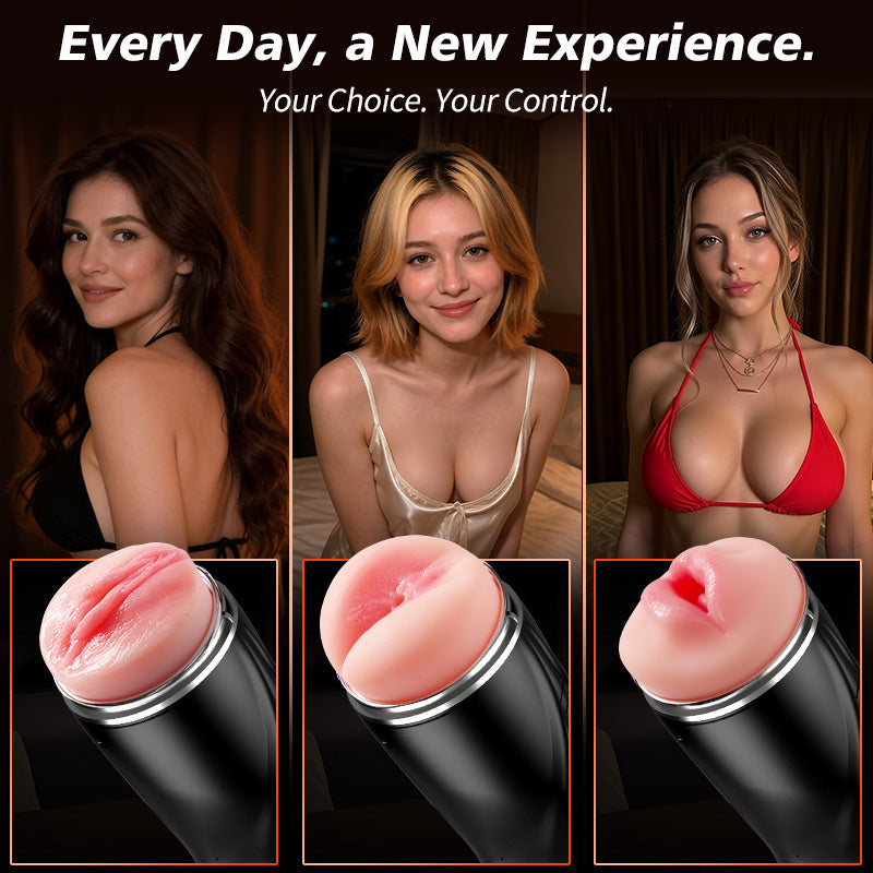 Daphn - 3 Interchangeable Sleeves Suction & Vibration Multi-Sensation Experience Automatic Male Masturbator