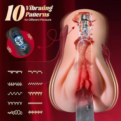 Lust 3-in-1 Vibrating Pocket Pussy – 10 Suction + 10 Vibration Modes, Realistic Vagina, Tight Anal & Blowjob Stroker for Men