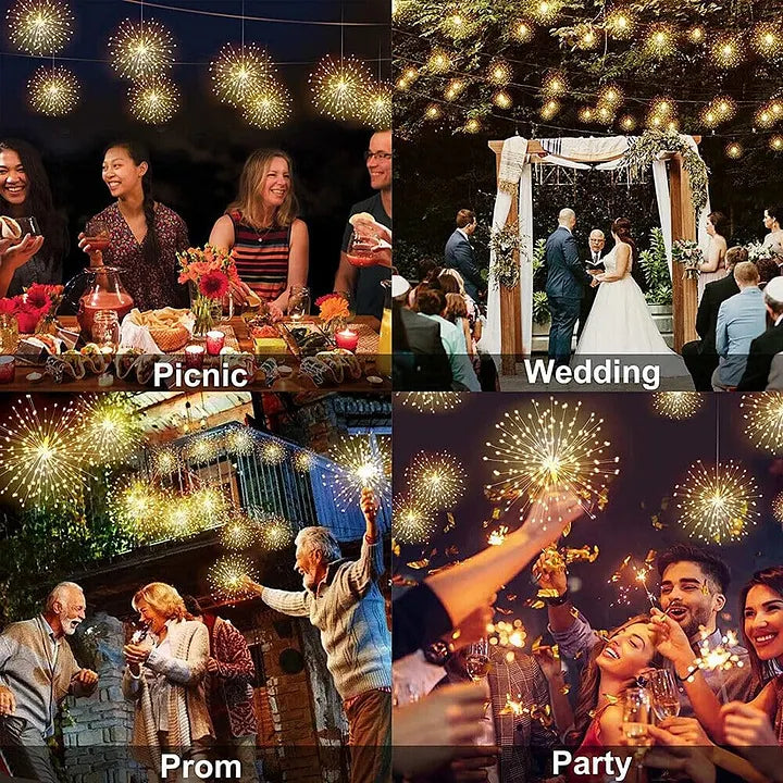 🎆 4-Pack Solar Fireworks Lights — 480 LEDs